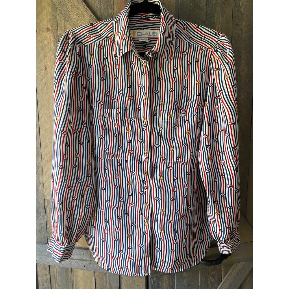 Vintage Chaus Striped Buckle Print Button Down